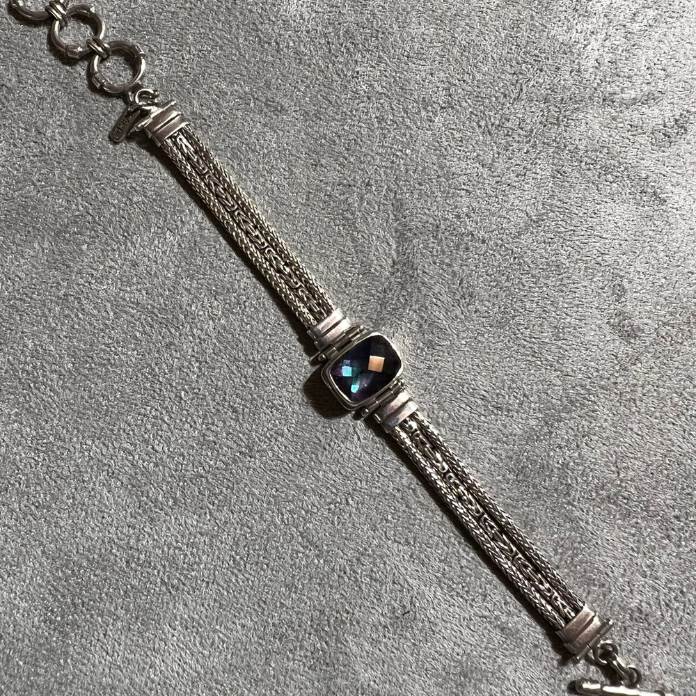 925 SS bracelet with rainbow topaz